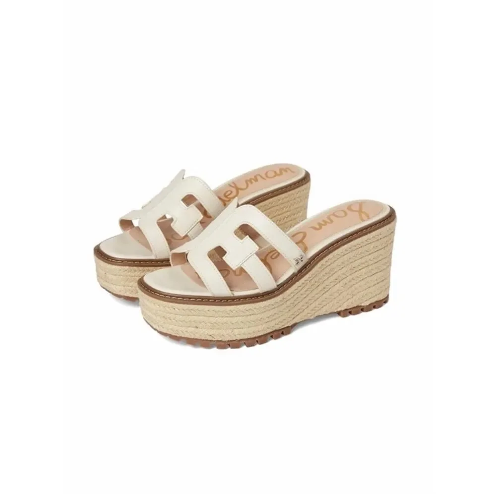 NEW Sam Edelman Women's Laine Ivory Platform Espadrille Wedge Sandals Size 10